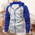 thumbnail image 4 of RUTAYY Men's Hooded Jacket Loose Zipper Patchwork Color Long Sleeve Cardigan Sweatshirt Chic Leisure Tops, 4 of 5