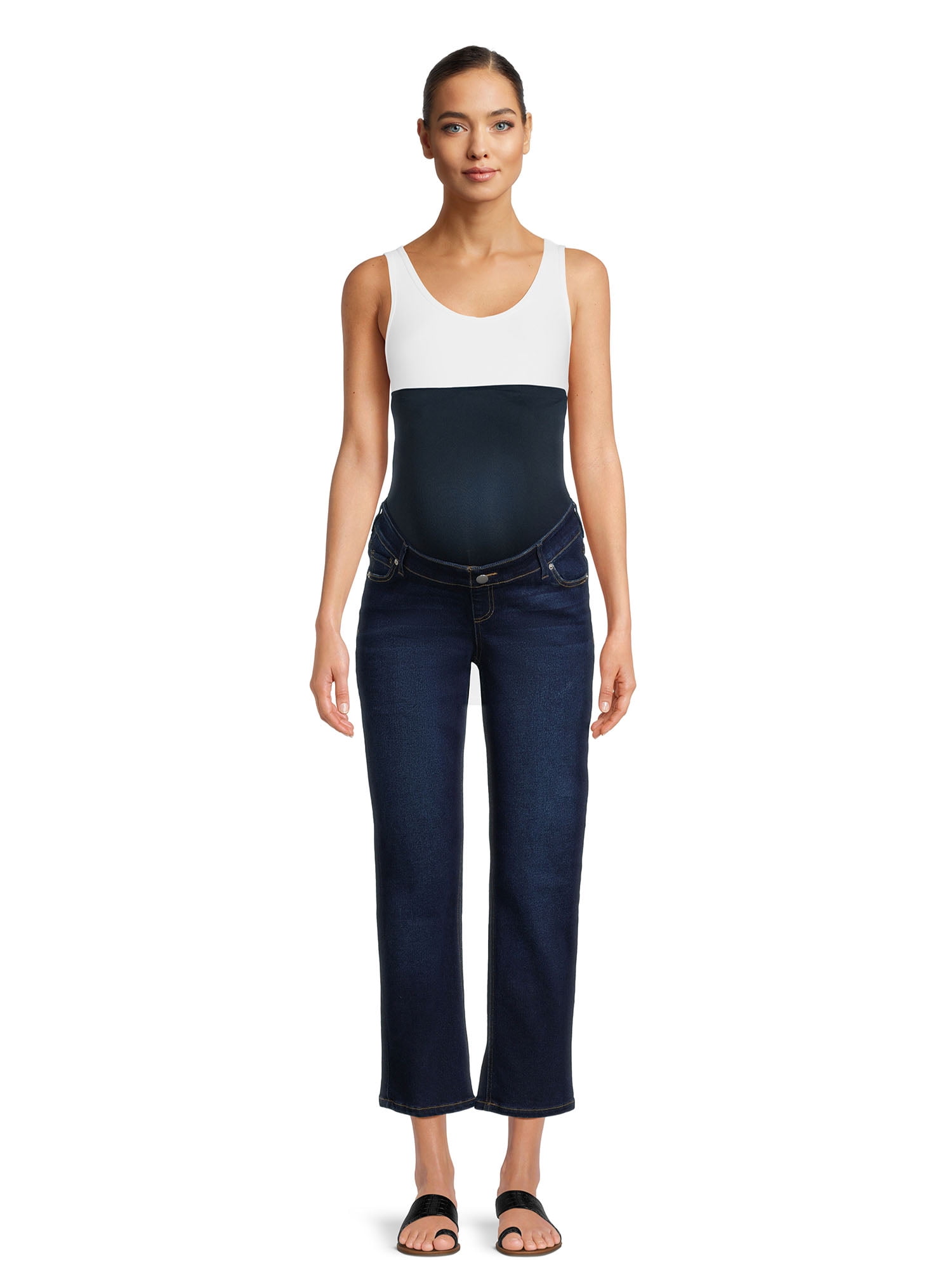 Time and Tru Women's Maternity Straight Jeans with Belly Band