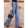 thumbnail image 3 of DOKOTOO Women's Wide Leg Jeans Trendy High Waist Center-Seam Straight Leg Raw Hem Baggy Loose Boyfriend Stretchy Denim Pants, 3 of 8