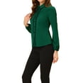 thumbnail image 4 of INSPIRE CHIC Women's Turn Down Collar Button Up Lace Decor Long Sleeve Shirts XS Dark Green, 4 of 6