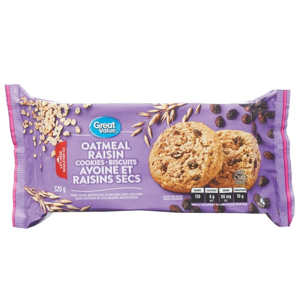 Great Value Oatmeal Raisin Cookies, 320 g Walmart.ca