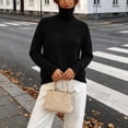 thumbnail image 5 of Turtleneck Tops for Women Raglan Knit Sweater Basic Long Sleeve Slim Fit Casual Soft Solid Color Basic Layering Top for Weekend Getaway, 5 of 8