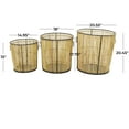 thumbnail image 3 of DecMode 20", 18", 15"H Light Brown Rattan Handmade Slatted Frame Storage Basket with Ring Handles, 3-Pieces, 3 of 7