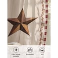 thumbnail image 6 of Sheer Curtains 54 Inch Length, Western Texas Star Retro Semi Sheer Curtains Light Filtering Window Treatment, Rustic Vintage Farm Red Beige Plaid Privacy Voile Drapes for Living Room 52x54 Inch, 6 of 7