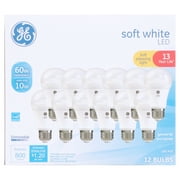 GE Soft White A19 General Purpose 10-Watt LED Light Bulb (60W Equivalent), Dimmable, Medium Base, 12-Pack