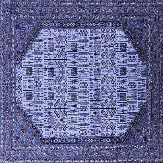 Ahgly Company Indoor Square Oriental Blue Industrial Area Rugs, 4' Square