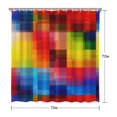 thumbnail image 5 of Red and Blue Checkered Pattern Modern Waterproof Shower Curtain Set with 12 Hooks, Washable Decorative Bathroom Shower Curtain, 5 of 6