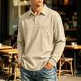 thumbnail image 2 of Long Sleeve Polo Shirts for Men Casual Polo Tshirt Collared Work Pullover Shirt Workwear Office Polo Tee with Pocket with Pocket, 2 of 5