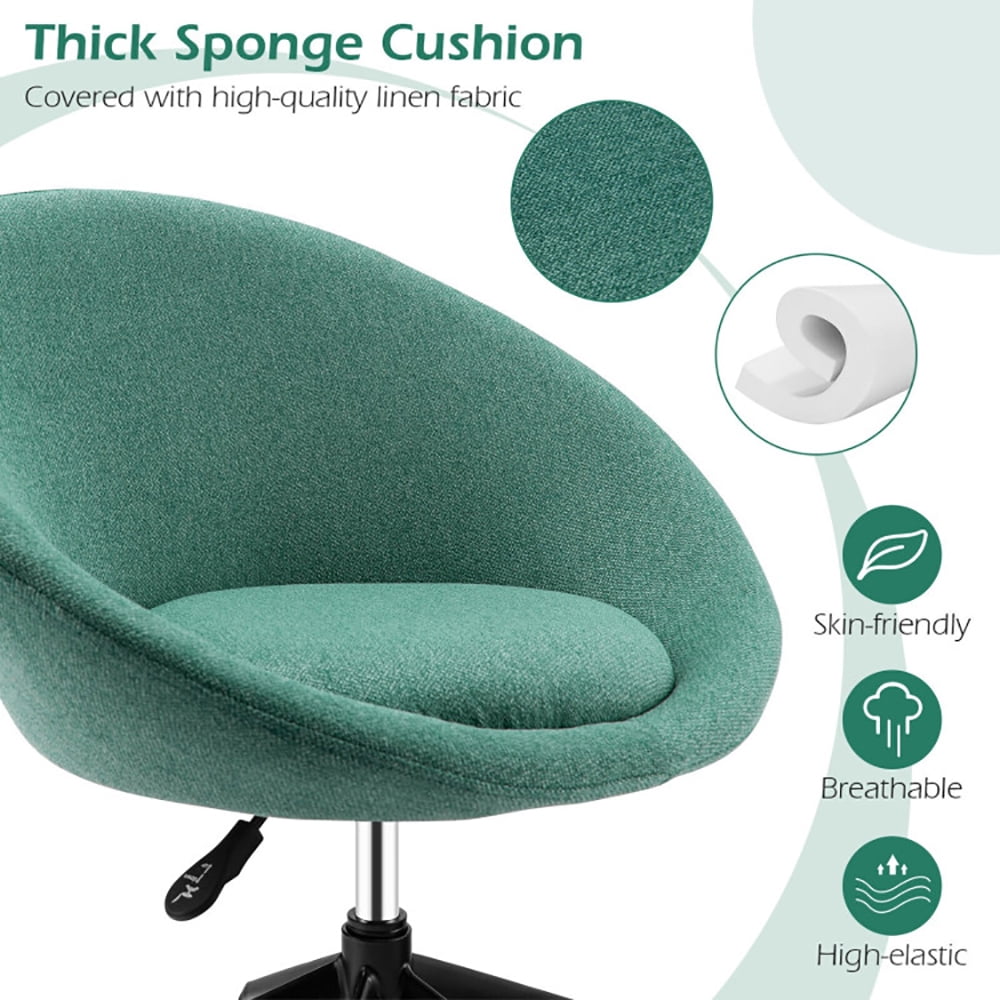 Finihen Swivel Accent Chair, Adjustable Swivel Accent Chair Vanity Chair with Round Back, for Home, Office, Green