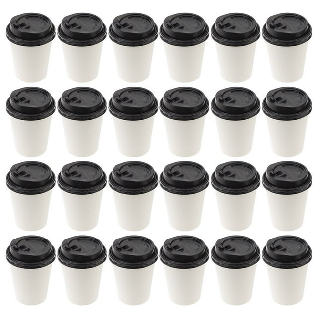 LEEYNEER 50 Pcs Gobelets à Café Jetables avec Isolation et Couvercle 8oz 280ml Gobelet en Papier pour Emporter