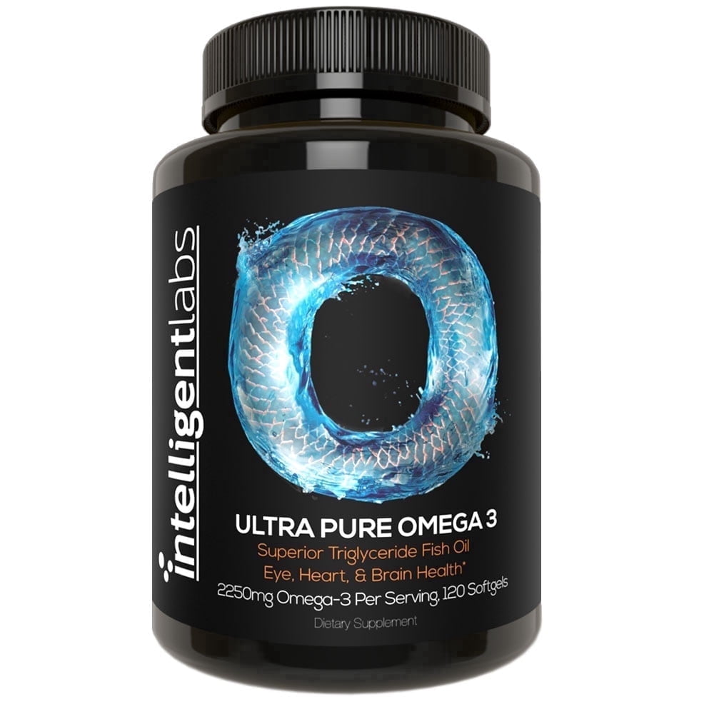 Intelligent Labs Premium Omega 3 Fish Oil - 2250mg Triglyceride Form with EPA & DHA | Burpless Lemon Flavor | 120 Softgels (40-days Supply)