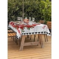 thumbnail image 2 of Outdoor Tablecloth with Umbrella Hole and Zipper, Red Valentine's Day Rectangle Table Cloth 52x70 Inch Waterproof Tablecloth, Roses Love Heart Romantic Gnomes Wooden Picnic Table Cover for Patio, 2 of 7