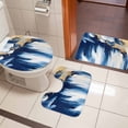 thumbnail image 5 of Abstract Watercolor Bathroom Rugs Set Graffiti Art Gold Blue Blend Non Slip Absorbent Soft Bath Mats 3 Piece Set with Bathroom Rug, U-Shaped Floor Mat, Toilet Seat Cover Large Size, 5 of 9