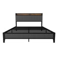thumbnail image 5 of PAPROOS Full Bed Frame with Storage Headboard and Charging Station, Full Size Upholstered Platform Bed, No Box Spring Needed, Light Gray, 5 of 5