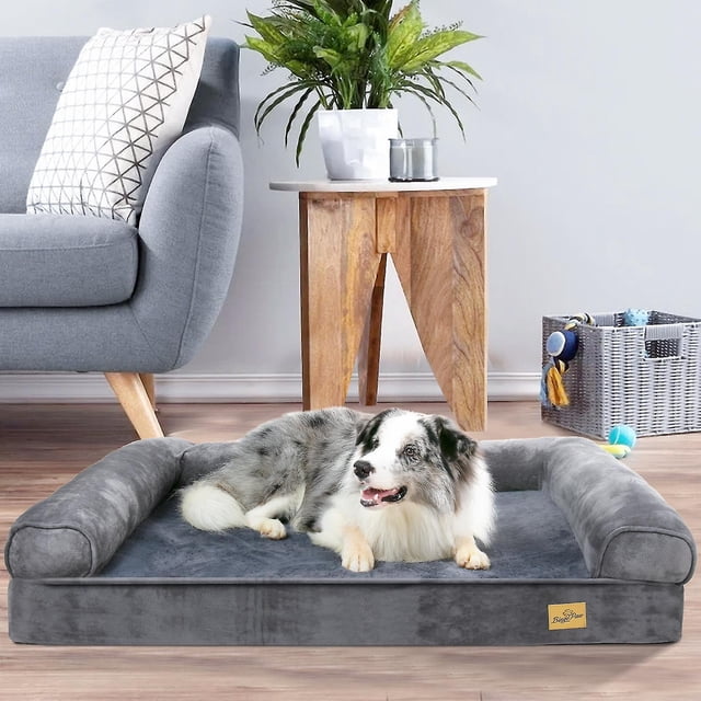 Cama Grande De Espuma Viscoelástica para Perros, Sofá para Acurrucarse para Mascotas, Funda Lavable Impermeable-l-95 x 72 x 22cm