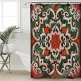 thumbnail image 2 of 72x78 Inch Shower Curtain Red Green Flowers Bathroom Decor Waterproof Fabric Bathtub Bath Curtains Decorative Retro Floral Petal Abstract Art Extra Long Shower Curtain Set with Hooks, 2 of 6