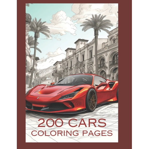 200 car coloring pages, (Paperback)