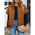 thumbnail image 6 of Quilted Jackets for Women Casual Short Sleeve Zip Up Warm Vests Caramel Color XXL, 6 of 10