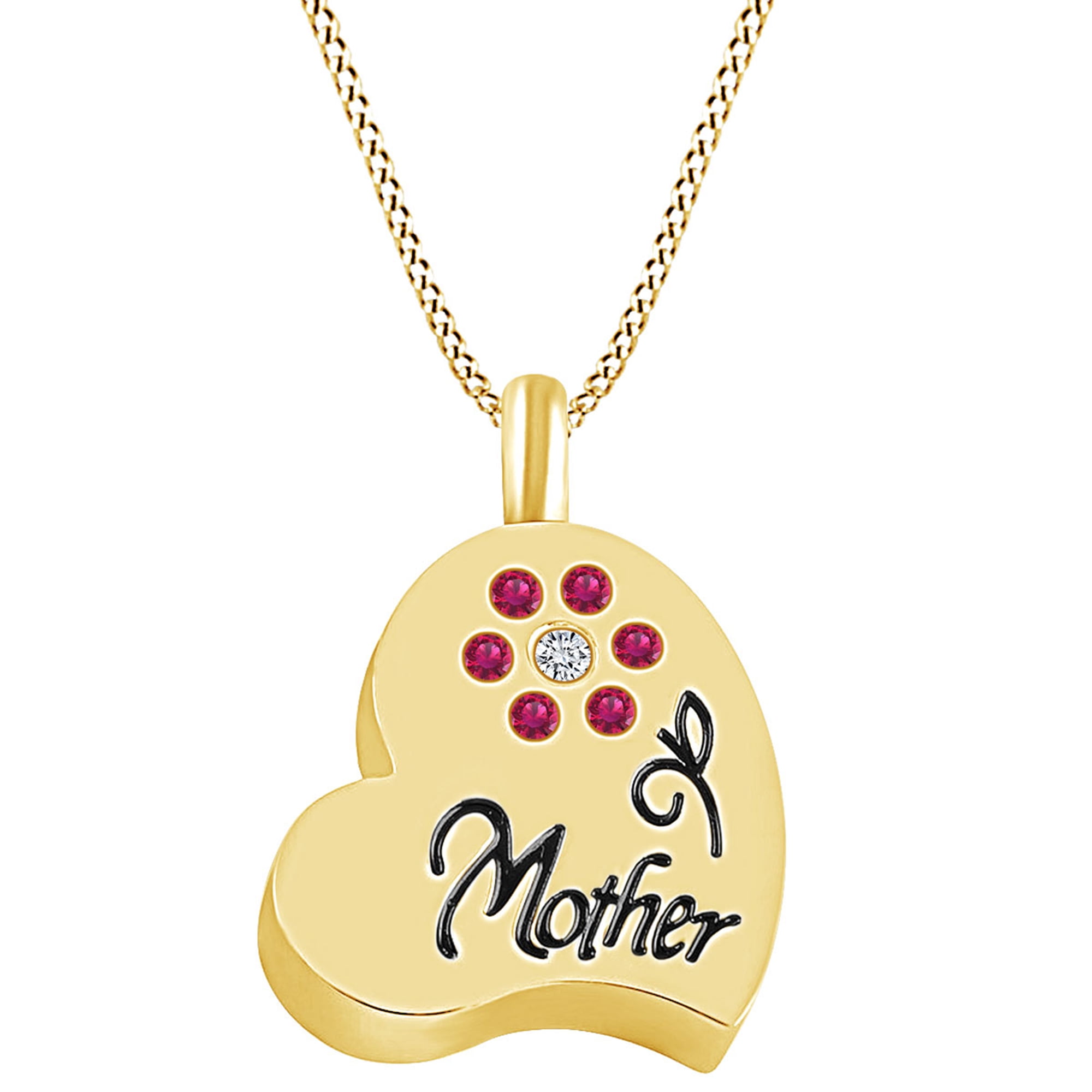Mother's Day Jewelry Gift Simulated Ruby & White Cubic Zirconia Mom