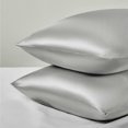 thumbnail image 2 of Funda de almohada de satén para cabello y piel tamaño Queen - Juego de 2 fundas de almohada de seda gris plateado de 50,8 x 76,2 cm - Juego de 2 fundas de almohada de satén con cierre de sobre, 2 of 5