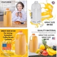 thumbnail image 5 of (48 PACK) 64 Oz. Empty Plastic Juice Bottles with Tamper Evident Orange Screw Caps - Half Gallon, Smoothie Bottles - Ideal for Juices, Ice Coffees, Milk, Smoothies, Picnic's and Even Meal Prep, 5 of 7