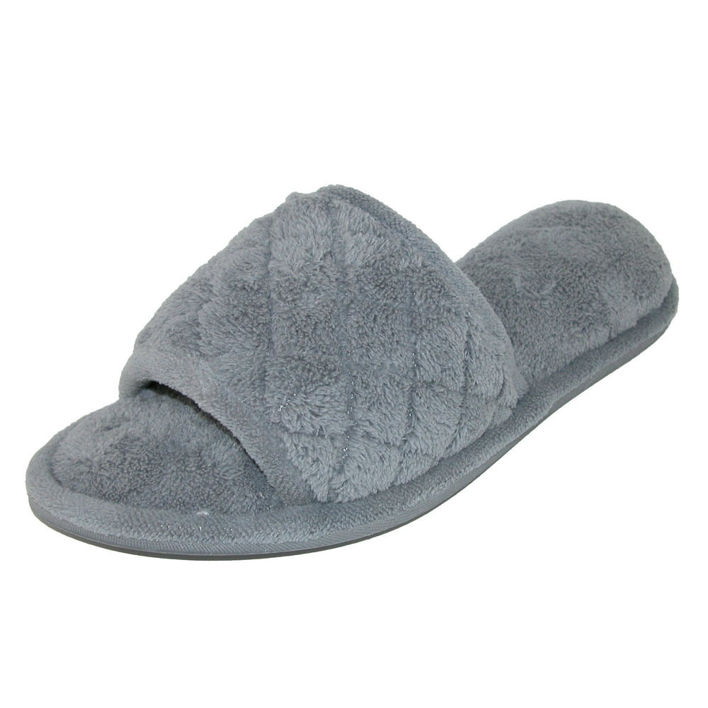 Dearfoams Dearfoams Women's Microfiber Open Toe Terry Slide Slippers