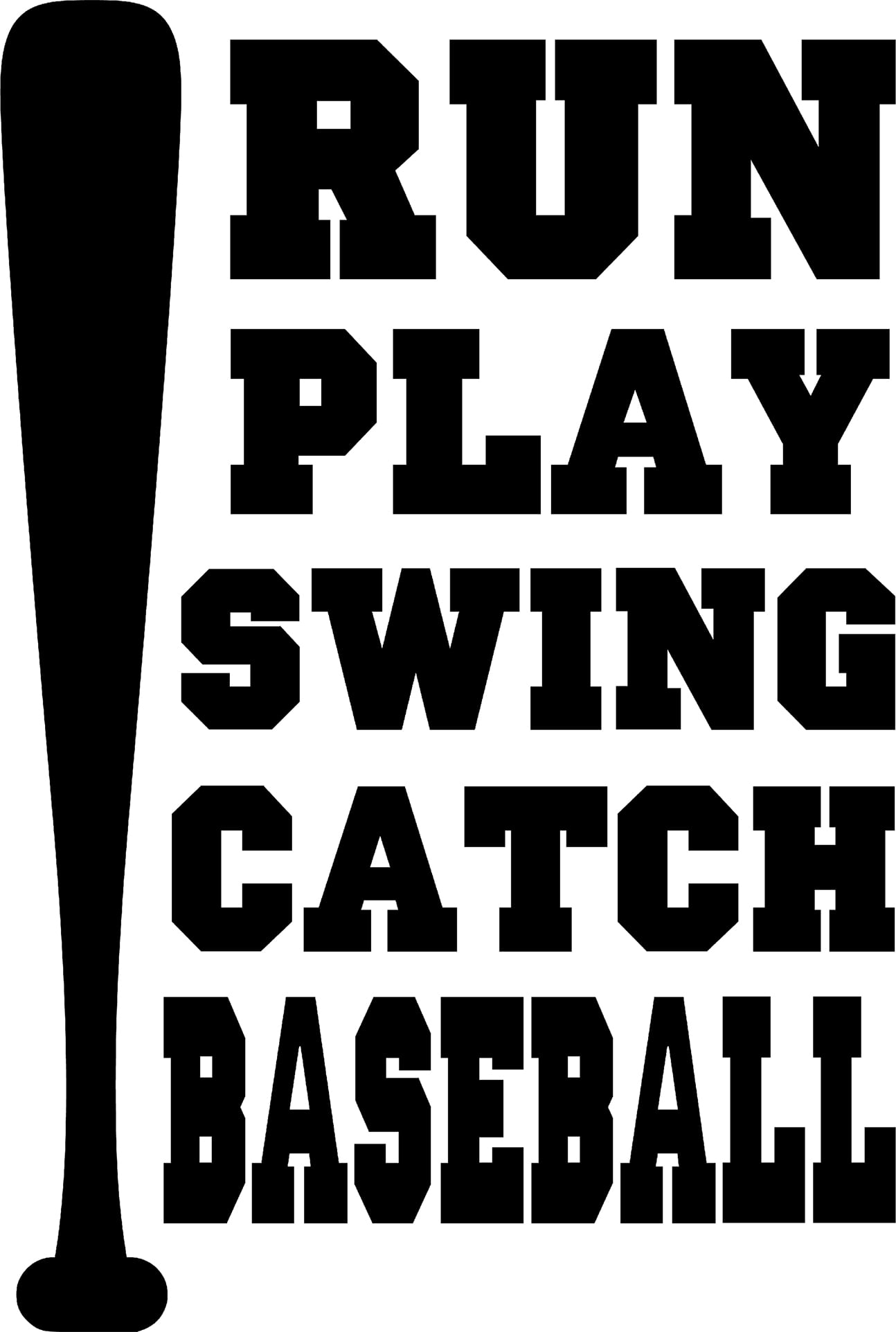 Run Play Swing Catch Baseball Bold Varsity Sports Wall Decals for Walls