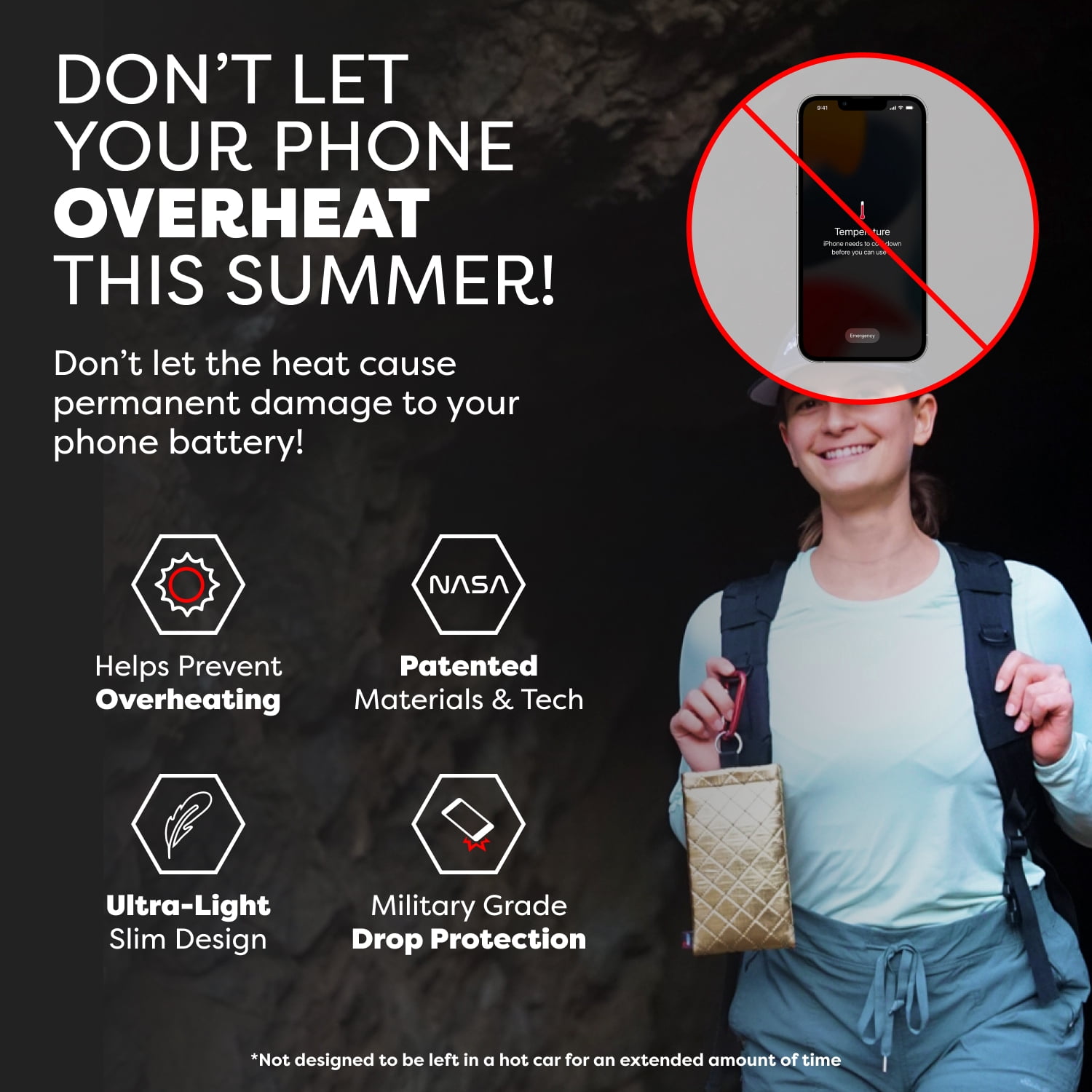 PHOOZY Thermal Phone Case - Apollo II Series : Cell Phone Pouch with AGION Lining Prevents Overheating, Extends Battery Life, Provides Drop Protection and Floats in Water (MEDIUM - GOLD)