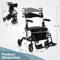 thumbnail image 3 of Giantex Déambulateur à Roulettes Pliant 2 en 1, Fauteuil Roulant Portable avec Hauteur Réglable, Noir, 3 of 6