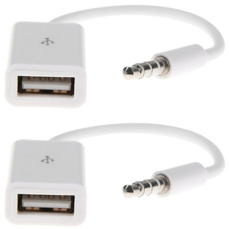 2/1-pack 3.5mm Male Audio AUX Jack to USB 2.0 Type A Female OTG Converter Adapter