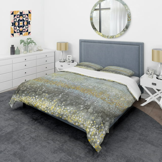 Designart 'Glam Rain Abstract III' Glam Bedding Set - Duvet Cover & Shams