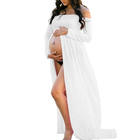 

LilyLLL Womens Off Shoulder Maxi Dress Pregnancy Maternity Photo Shoot Photography Gown