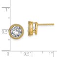 thumbnail image 2 of FJC Finejewelers 14 kt Yellow Gold Stud Round Beaded Bezel G H I True Light Moissanite Earrings 8 x 8 mm, 2 of 6