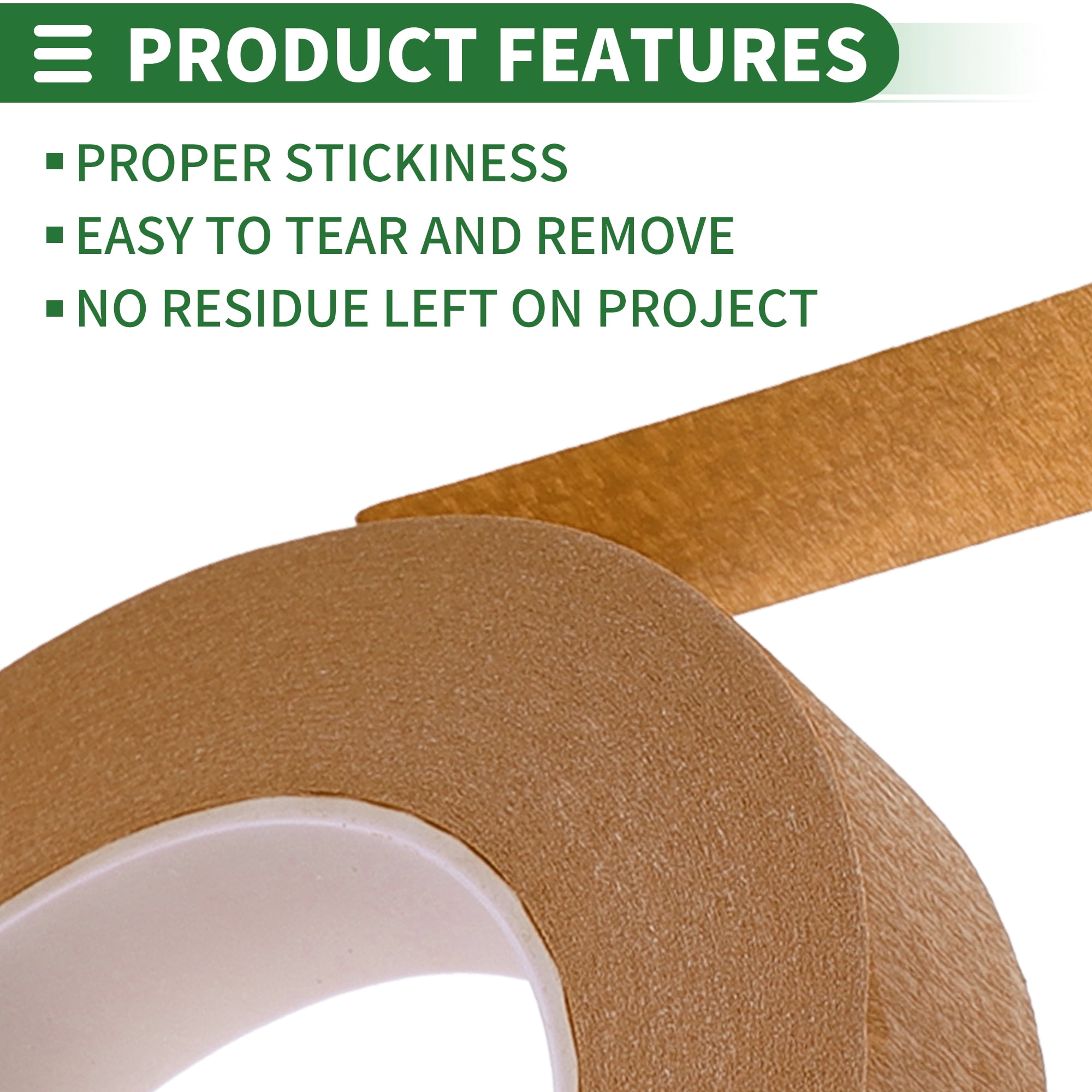 Unique Bargains Universal Painters Tape Crepe Paper 140U Brown 60.15 Yards x 0.75 Inches