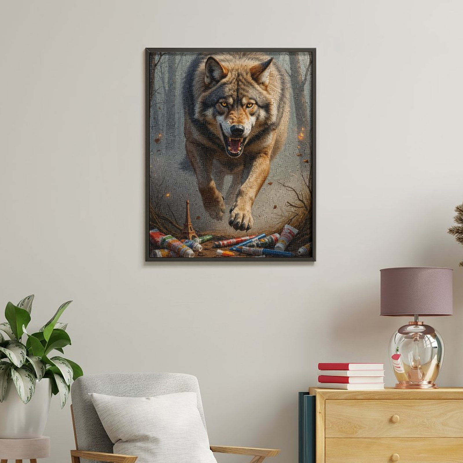 Paint By Numbers Kit for Adults Beginner - Wolf Forest Paint Tubes Miniature Landmark DIY Canvas Painting Kits for Adults, Frameless Paint By Number for Adults for Home Wall Decor 16x20 Inch