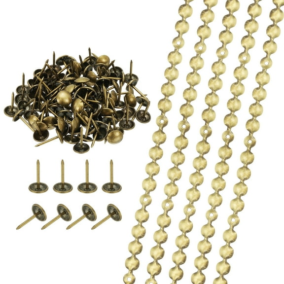 5Pcs Upholstery Tacks Strips, 3.28ft Decorative Nail Trims for Sofa Headboard Furniture DIY with Upholstery Nails(9.5mm Bronze)