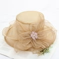 thumbnail image 3 of Visland Ascot Bowler Church Cloche Hat Bowknot Organza Bridal Dress Cap for Tea Party, 3 of 8