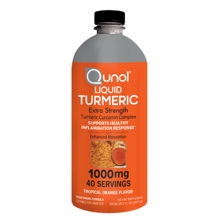 Qunol Liquid Turmeric Curcumin Complex with Bioperine Extra Strength Tropical Orange 1000 mg. - 40 Servings (20