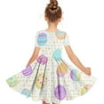 thumbnail image 4 of SGFCWSX Girls Short Sleeve Dress Crew Neck Easter Bunny Egg Print A-Line Summer Dresses for Kids White Size 7-8 Years, 4 of 5
