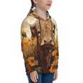 thumbnail image 3 of Picia Vintage Sunflower Cow Pattern Youth Hoodie - Warm Pullover Sweatshirt with Kangaroo Pocket, Ideal for Boys and Girls-X-Large, 3 of 6
