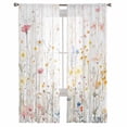 thumbnail image 3 of Spring Flowers Sheer Curtains 84 Inches Long 2 Panels Set, Window Sheer Curtains for Living Room/Bedroom, Watercolor Botanical Wild Florals Herbs Light Filtering Rod Pocket Curtain 52'' x 84'' x 2, 3 of 7