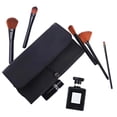 thumbnail image 7 of BYXAS Makeup Brush Holder Makeup Brush Bag Travel Case Pouch Cosmetic Bag Organizer Travel Portable Cosmetics Brushes Black Leather Case with Small Clear Bag for Makeup Artists (Black), 7 of 7