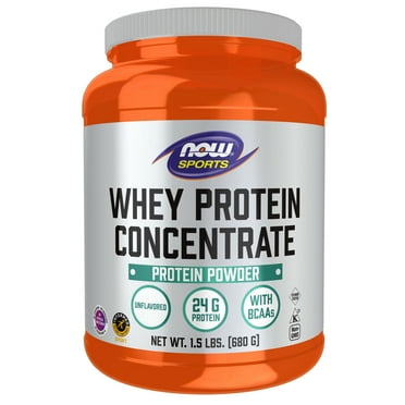 NOW Sports Nutrition, Whey Protein Concentrate, 24g with BCAAs, Unflavored Powder, 1.5-Pound