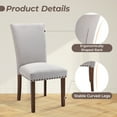 thumbnail image 3 of Mid-Century Fabric Dining Chairs Set of 2 with Nailhead Detail and Wooden Legs, Upholstered Side Chairs for Kitchen and Dining Room – Lightgrey, 3 of 6