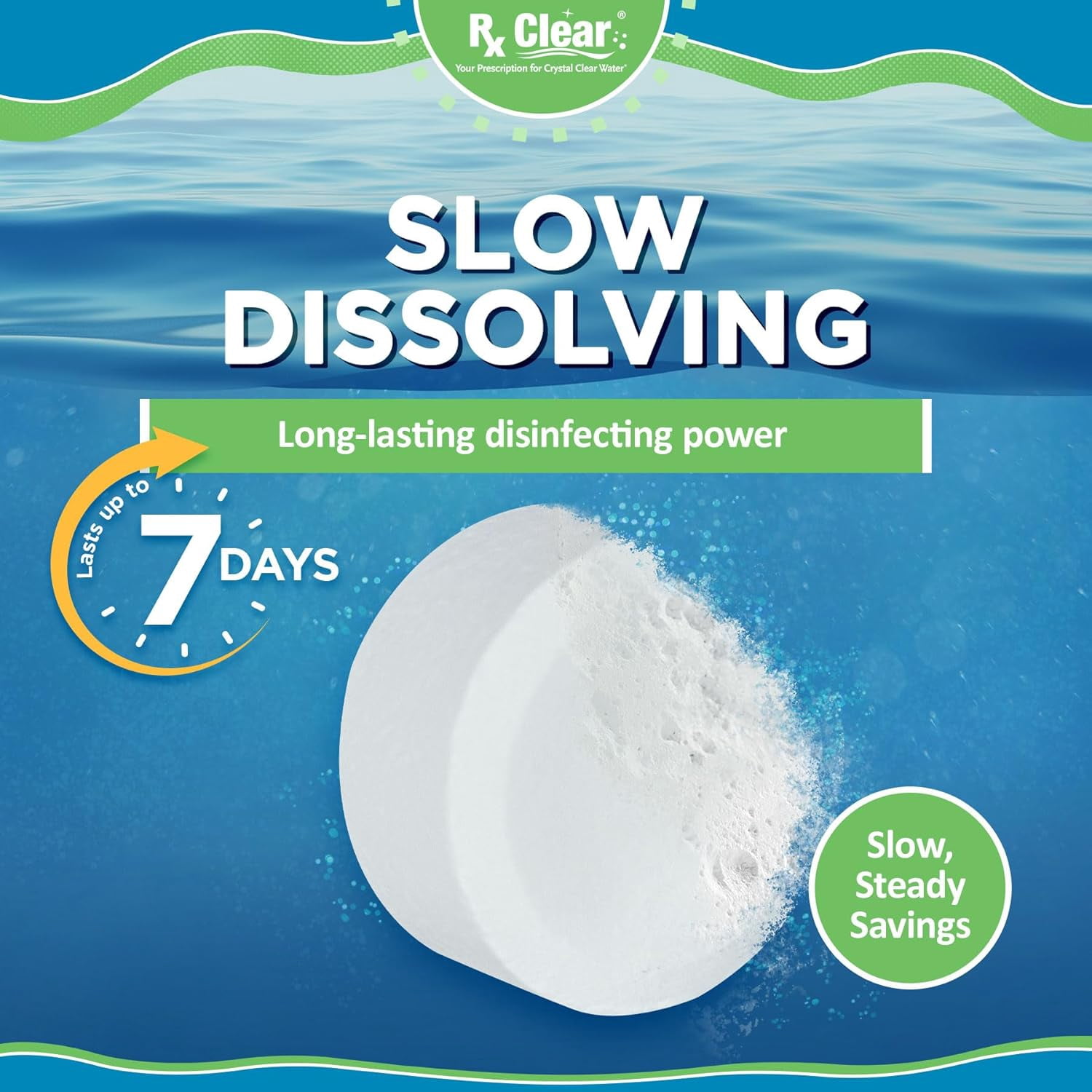 Rx Clear 1" Stabilized Chlorine Tablets for Use in Swimming Pools, 5 lb Bucket