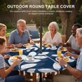 thumbnail image 3 of Round Outdoor Tablecloth with Umbrella Hole and Zipper, Navy Blue Leaves Tablecloth with Elastic Waterproof, Farmhouse Botanical Branch Vintage Boho Leaf Patio Table Covers for 36" - 44" Pool Tables, 3 of 9