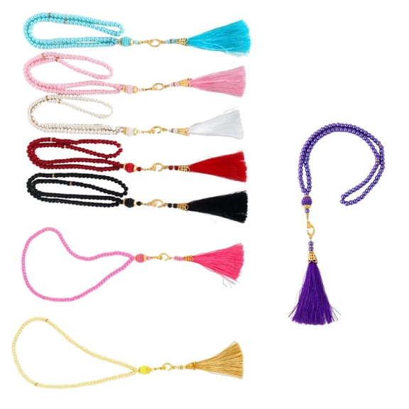 Osdhezcn 8 Pcs Islamics Prayer Beads Glass Tasbih Set for Mosque and Home Worship Use