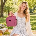 thumbnail image 5 of Pink Portable Cooler Carrier, Insulated Lunch Bag, Picnic Bag, Tote Bag with Lunch Compartment, Thermal Bag, 10X10X5.5 in Zippered Oxford Fabric Handbag, Reusable Leak-Proof Lunch, 5 of 7