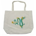 thumbnail image 1 of Dragon Shopping Bag, Mythological Chinese Illustration Monstrous Creature Cartoon, Eco-Friendly Reusable Bag for Groceries Beach and More, 15.5" X 14.5", Cream, by Ambesonne, 1 of 2