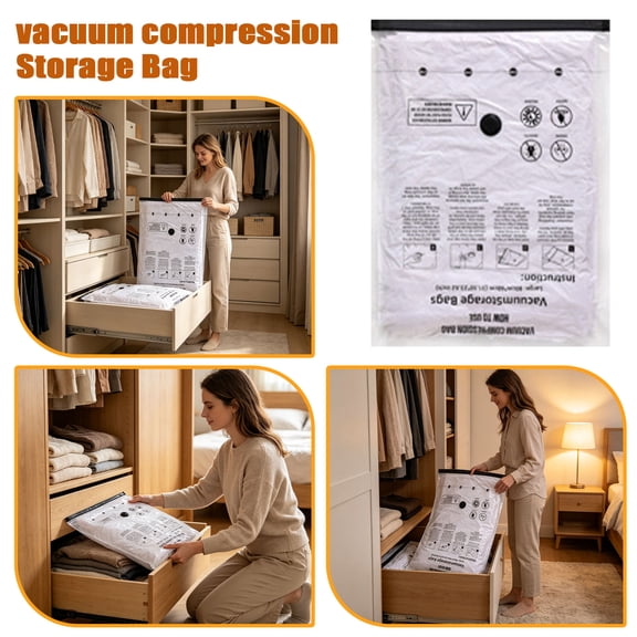 Space Bags, Jumbo Vacuum Storage Bags, Vacuum Seal Bags for Blankets, Space Saver Bags, Thick Transparent Plastic Vacuum Compression Packaging, Dust and Moisture Resistant Home